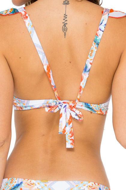 MERENGUITO - Ruffle Halter Top & Morena Moderate Bottom • Multicolor