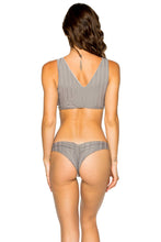 TURI TURAI - Crop Tank Top & Wavy Ruched Back Brazilian Bottom • Grey