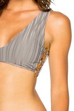 TURI TURAI - Crop Tank Top & Wavy Ruched Back Brazilian Bottom • Grey