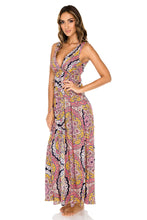 ALHAMBRA - V Neck Long Dress • Coral