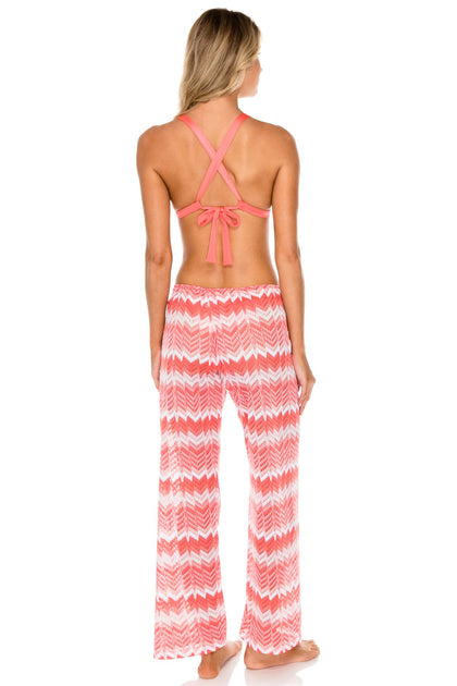 AMOR Y MIEL - Adjustable Back Halter Top & Beach Pant • Coral