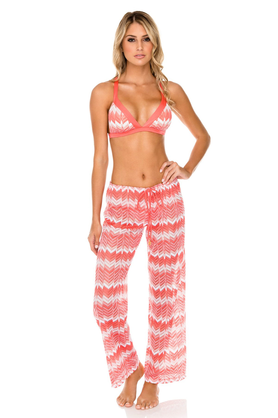 AMOR Y MIEL - Adjustable Back Halter Top & Beach Pant • Coral