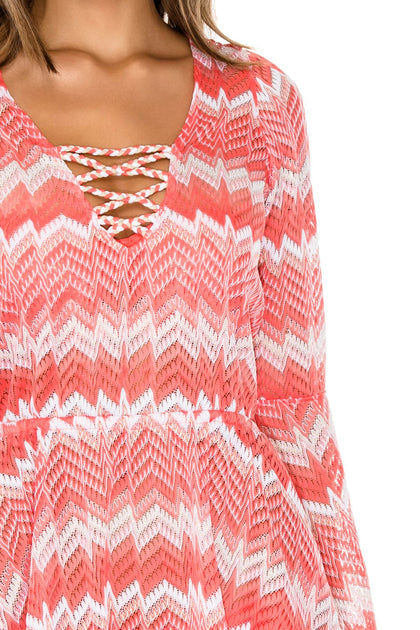 AMOR Y MIEL - Bell Sleeve Dress • Coral