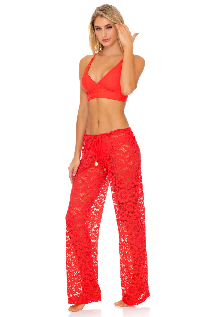 Corazon de Seda Bustier Bikini Top and Beach Pant - Red – Luli Fama