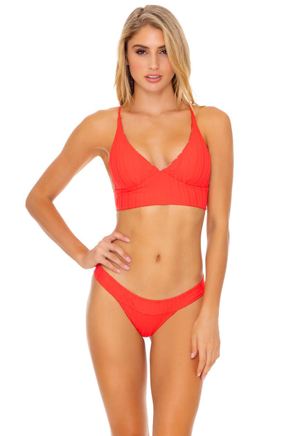 CORAZON DE SEDA - Cross Back Bustier Top & Band Moderate Bottom • Scarlet