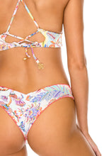 ALCAZAR - Cross Back Bustier Top & Wavy Ruched Back Brazilian Bottom • Multicolor