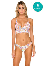 ALCAZAR - Cross Back Bustier Top & Wavy Ruched Back Brazilian Bottom • Multicolor