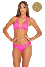 TRIANA - Triangle Halter Top & Full Bottom • Neon Pink