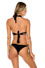 LA GIRALDA - Halter Top & Wavy Ruched Back Brazilian Tie Side Bottom • Black