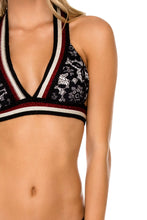 LA GIRALDA - Halter Top & Wavy Ruched Back Brazilian Tie Side Bottom • Black