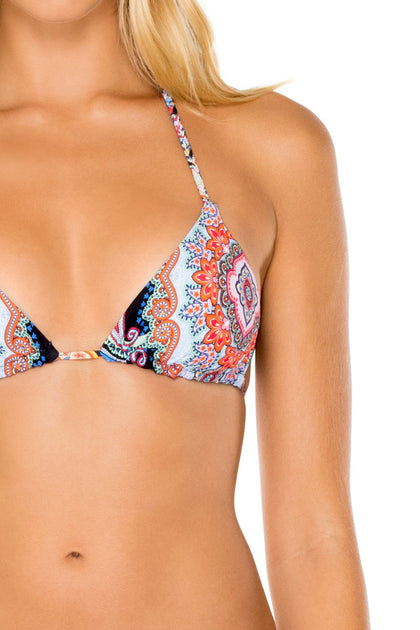 MAESTRANZA - Triangle Top & Wavy Ruched Back Brazilian Tie Side Bottom • Black