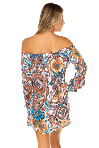 MAESTRANZA - Cuff Bell Sleeve Dress • White