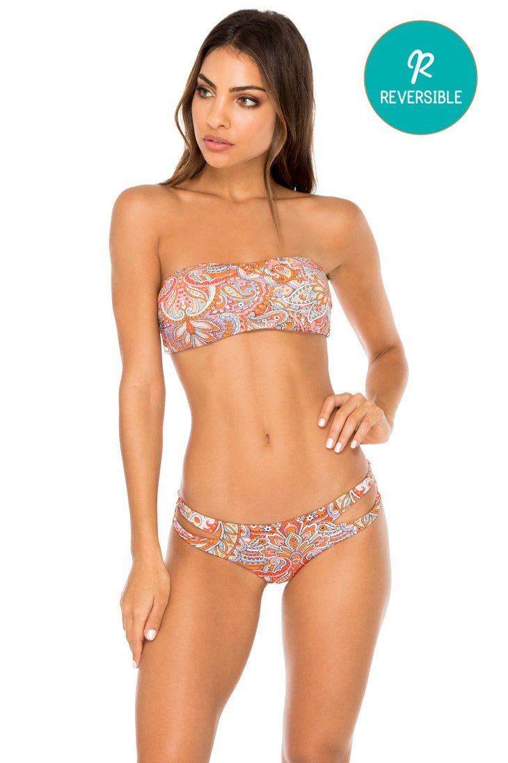 ANDALUZ - Free Form Bandeau & Reversible Zig Zag Open Side Moderate Bottom • Multicolor