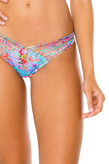 LA MEZQUITA - Cross Back Bustier Top & Strappy Brazilian Ruched Back Bottom • Multicolor