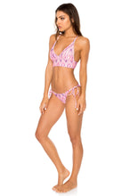 CADIZ - Cross Back Bustier Top & Wavy Ruched Back Brazilian Tie Side Bottom • Multicolor