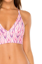 CADIZ - Cross Back Bustier Top & Wavy Ruched Back Brazilian Tie Side Bottom • Multicolor
