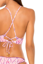 CADIZ - Cross Back Bustier Top & Wavy Ruched Back Brazilian Tie Side Bottom • Multicolor