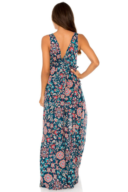 CORDOBA - V Neck Long Dress • Multicolor