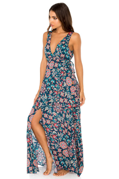 CORDOBA - V Neck Long Dress • Multicolor