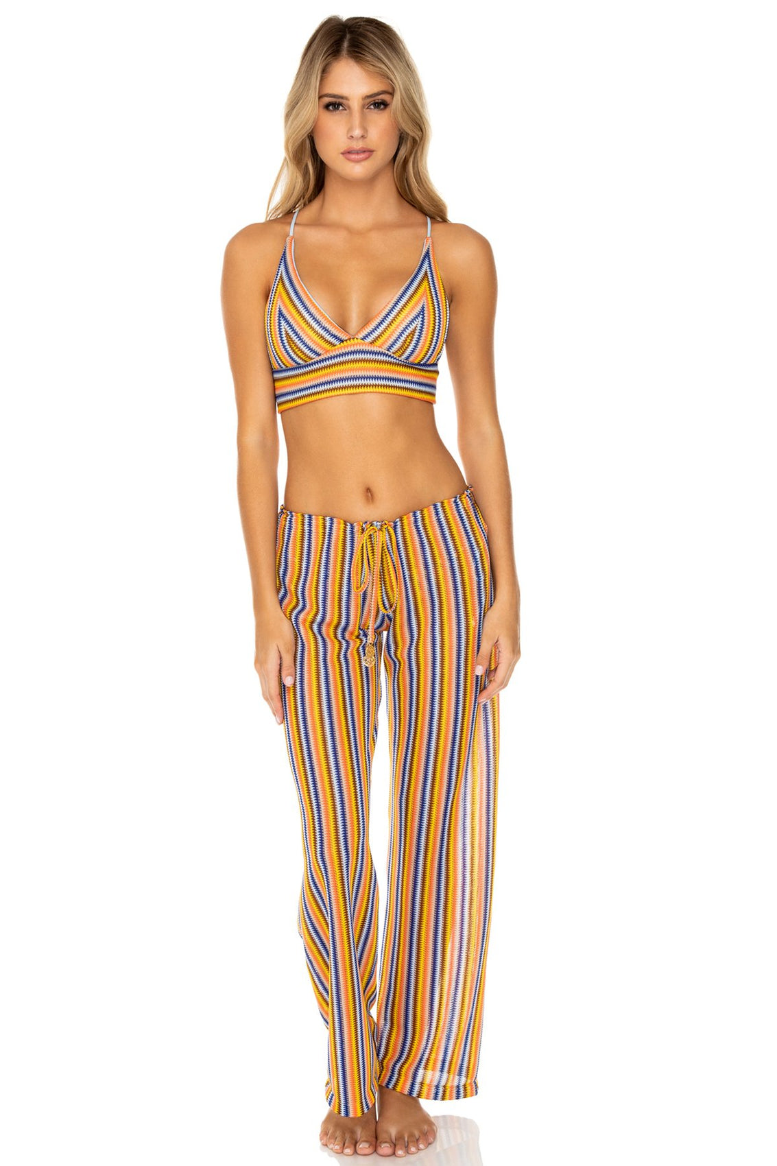 PLAZA ESPAÑA - Cross Back Bustier Top & Beach Pant • Multicolor