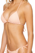 JAGGED BOMBSHELL - Triangle Top & Wavy Ruched Back Brazilian Tie Side Bottom • Peachin