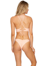 JAGGED BOMBSHELL - Cross Back Bustier Top & Strappy Brazilian Ruched Back Bottom • Peachin