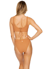 JAGGED BOMBSHELL - Tank Bralette & High Leg Banded Waist Bottom • Caramelo