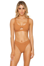 JAGGED BOMBSHELL - Tank Bralette & High Leg Banded Waist Bottom • Caramelo