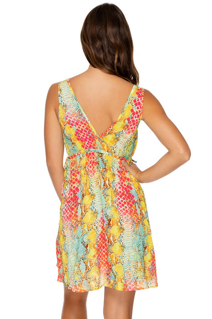 SMOKE SHOW - V Neck Short Dress • Multicolor