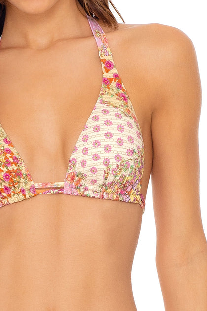 GYPSY DREAM - Triangle Halter Top & Drawstring Side Full Bottom • Buttercream