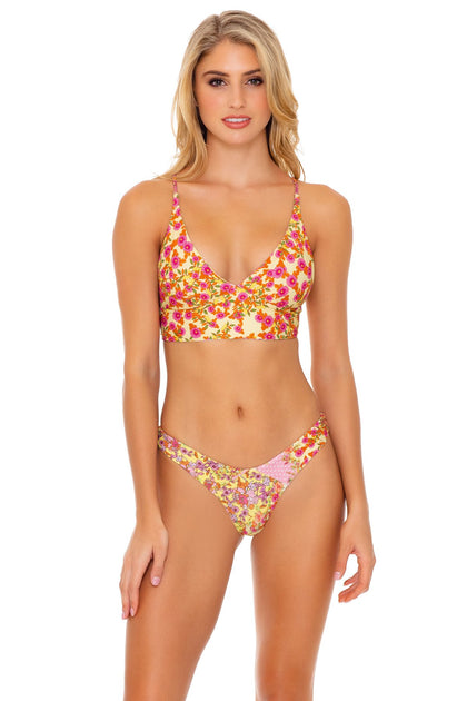 GYPSY DREAM - Cross Back Bustier Top & Tab Side High Leg Bottom • Buttercream