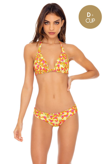 DESERT ANGEL - Triangle Halter Top & Seamless Full Ruched Back Bottom • Buttercream