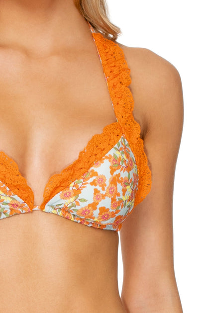 FOREVER MERMAIDS - Triangle Top  & Wavy Ruched Back Tie Side Bottom • Multicolor