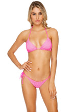 LULI BABE IN MIAMI - Triangle Top & Wavy Ruched Back  Tie Side Bottom • Barbie Pink