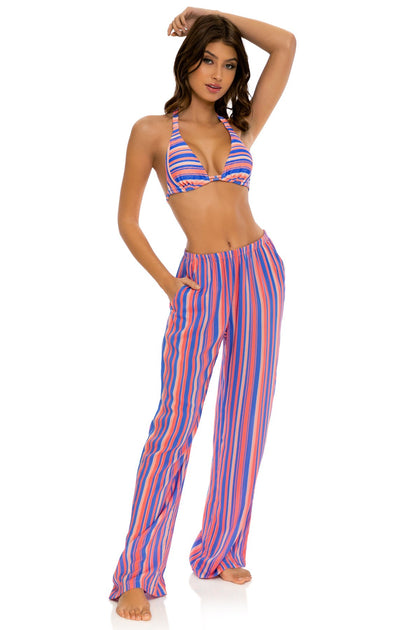 PLAY TIME - Triangle Halter Top & Flare Bottom Pants • Multi Royal