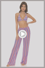 PLAY TIME - Triangle Halter Top & Flare Bottom Pants • Multi Royal