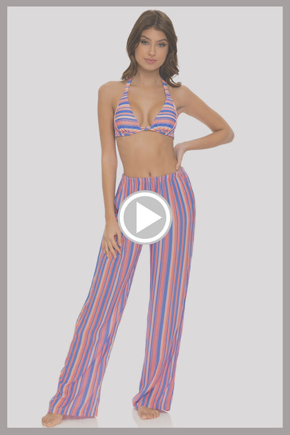 PLAY TIME - Triangle Halter Top & Flare Bottom Pants • Multi Royal