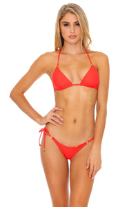 LAST FLING - Triangle Top & Wavey Ruched Back Tie Side Bottom • Red Hot
