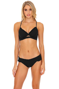 BACHELORETTE AND HER BABES - Underwire Top & Ruffle Full Seamless Bottom • Bash Black
