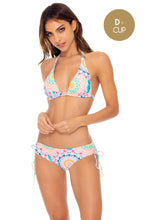 CARIBBEAN KISSES - Triangle Halter Top & Drawstring Side Full Bottom • Multicolor