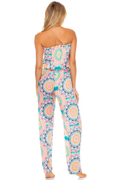 CARIBBEAN KISSES - Strapless Ruffle Jumpsuit • Multicolor