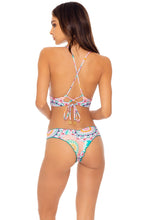 CARIBBEAN KISSES - Cross Back Bustier Top & Seamless Wavy Ruched Back Bottom • Multicolor