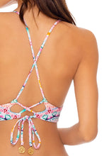 CARIBBEAN KISSES - Cross Back Bustier Top & Seamless Wavy Ruched Back Bottom • Multicolor