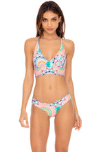 CARIBBEAN KISSES - Cross Back Bustier Top & Seamless Wavy Ruched Back Bottom • Multicolor