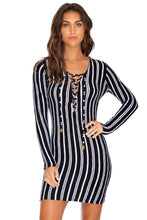 CHAMPAGNE POP - Deep V Laced Up Short Dress • Brut Black