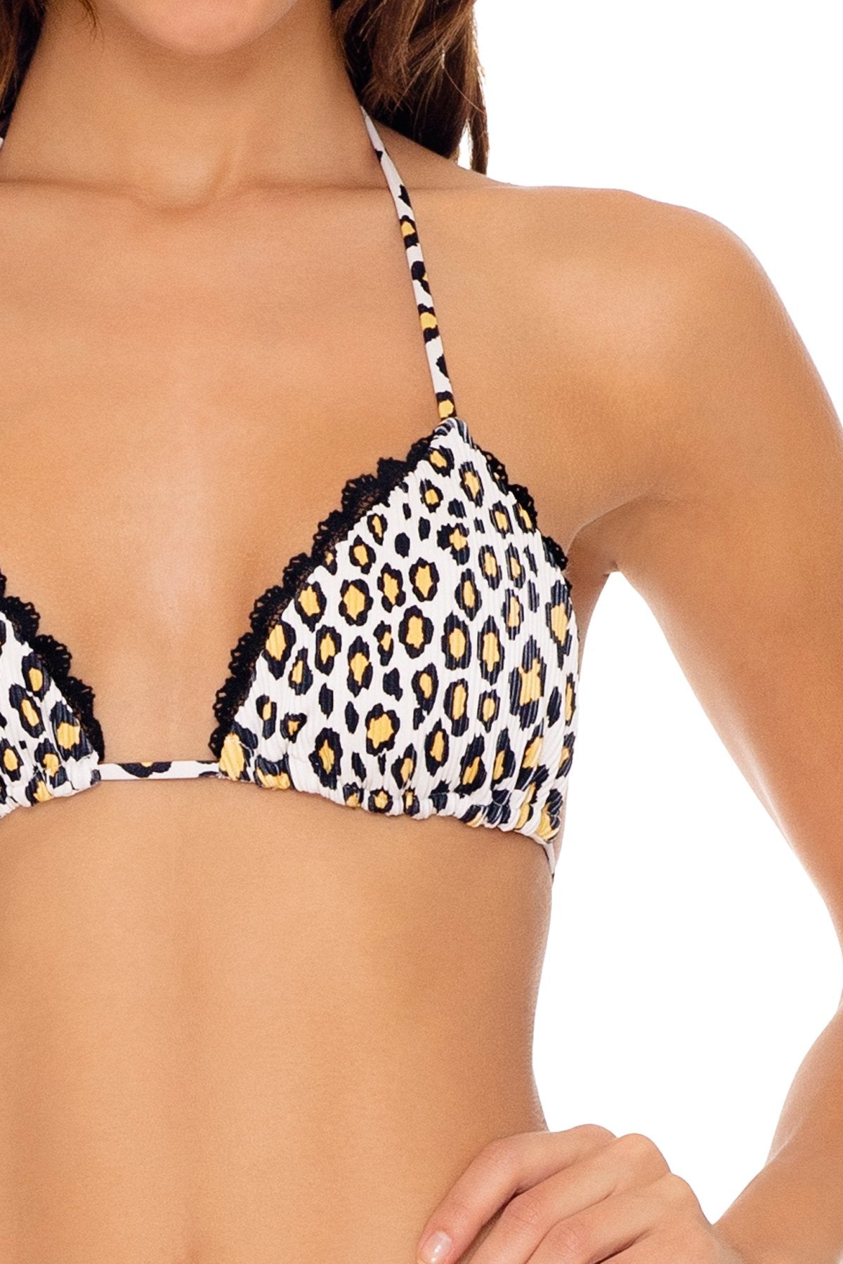 Wild Side Triangle Top and Ruched-Back Bottom - Leopard – Luli Fama