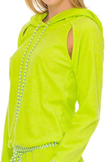 GLOW BABY GLOW - Hoodie Cut Out Jacket & Jogger Pants • Lime
