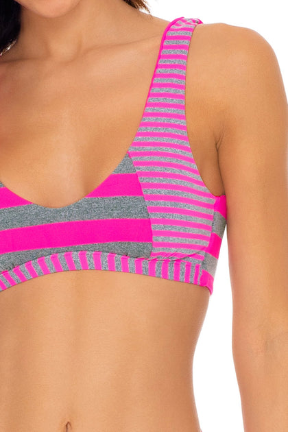 TIME TO FIESTA - Tank Bralette & High Leg Banded Waist Bottom • Neon Pink