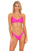 TIME TO FIESTA - Bandeau Top & High Leg Bottom • Neon Pink