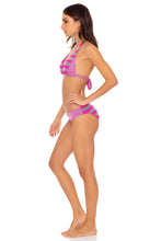 TIME TO FIESTA - Triangle Halter Top & Full Bottom • Neon Pink